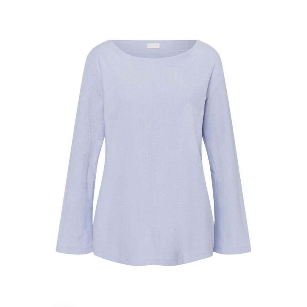 Hanro Women's XS Light Purple Ribbed Boat Neck Long Sleeve Loungewear Top